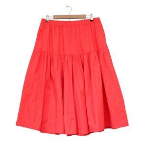 Abercrombie Fitch Tiered Midi Skirt Size Large Coral Preppy Colorful Beach Boho